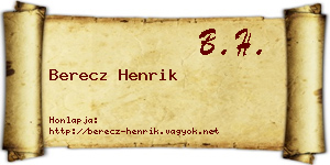 Berecz Henrik névjegykártya